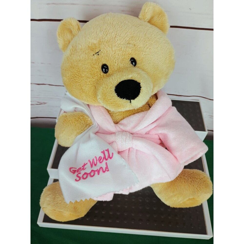 GANZ Get Well Cuddle Bear Cream Color SOFT Bear holding Blanket in Robe